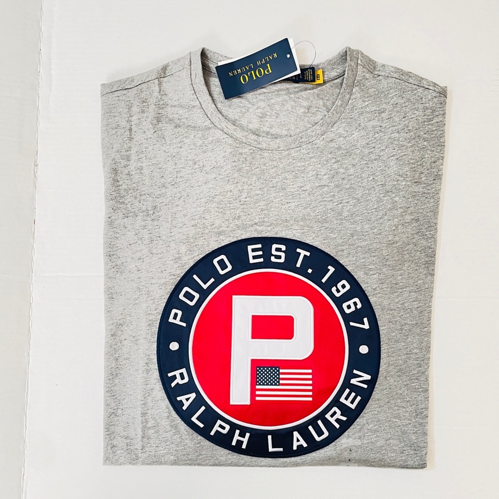 Polo Ralph Lauren Yacht Club Challenge Circle P Patch Tee T-Shirt Grey Men’s L